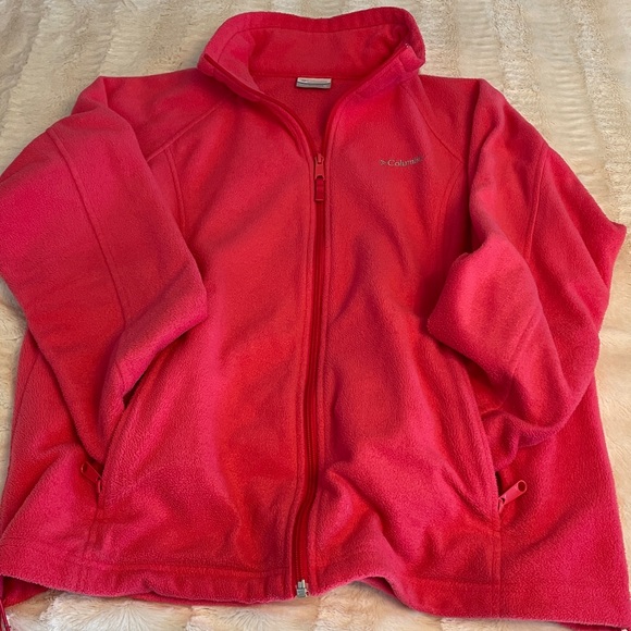 Columbia Pink Fleece Zip Jacket Size XL Front Zip Pockets Warm Adjustable Hem - Picture 5 of 8